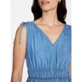 thumbnail image 4 of Time and Tru Women's Ruched Tie Shoulder Midi Dress, Sizes XS-XXXL, 4 of 5