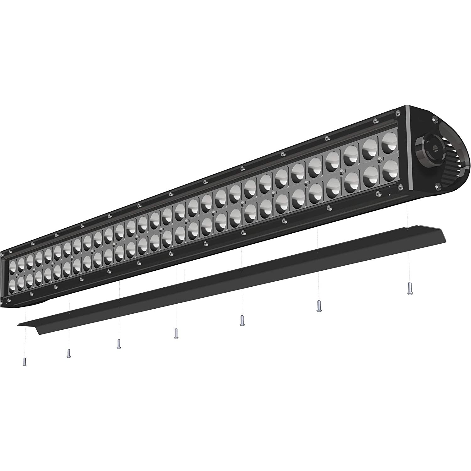 Noise Cancelling Wind Diffuser, Black, Aluminum for 50 Inch Straight Double Row LED Light Bar