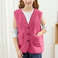 thumbnail image 3 of Tdoqot Girls Fleece Vest Outwear- Casual Pockets Button Down Warm Kids Winter Clothes Hot Pink Size 10, 3 of 6