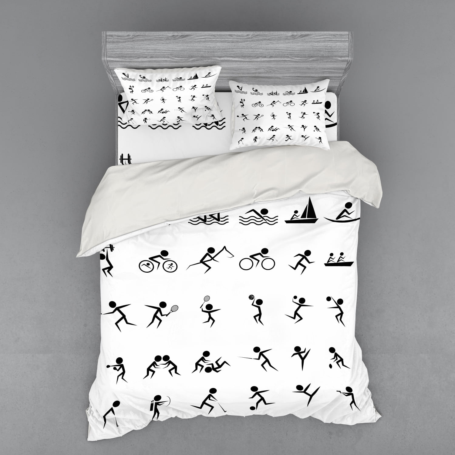 Olympics Duvet Cover Set, Summer Sport Pattern of Boating Boxing