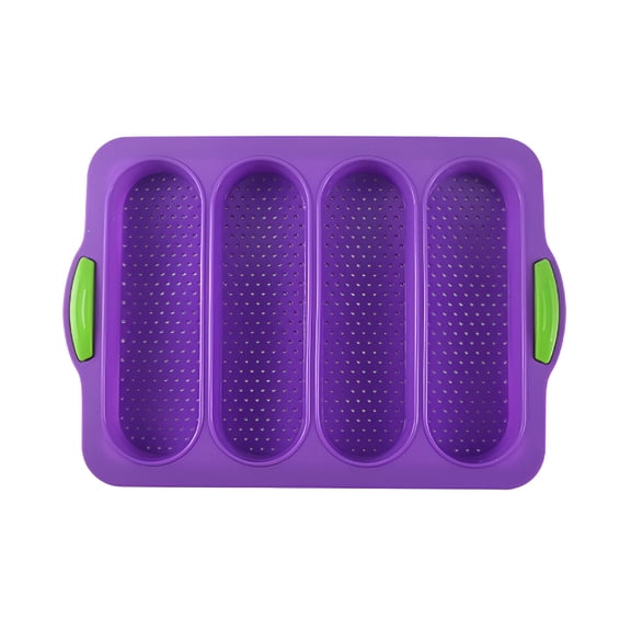 CCOCC French Bread Hoagie Sub Roll Baking Pans 4-Slot,Non-Stick Pan Easy Release Household Silicone Food Baking Breakfast Roll Pan Sandwich Mold French Baguette Bread Pan