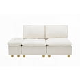 thumbnail image 4 of Modern Minimalist Flannel Sofa 74-inch with Storage & Cup Holders, 4 of 8