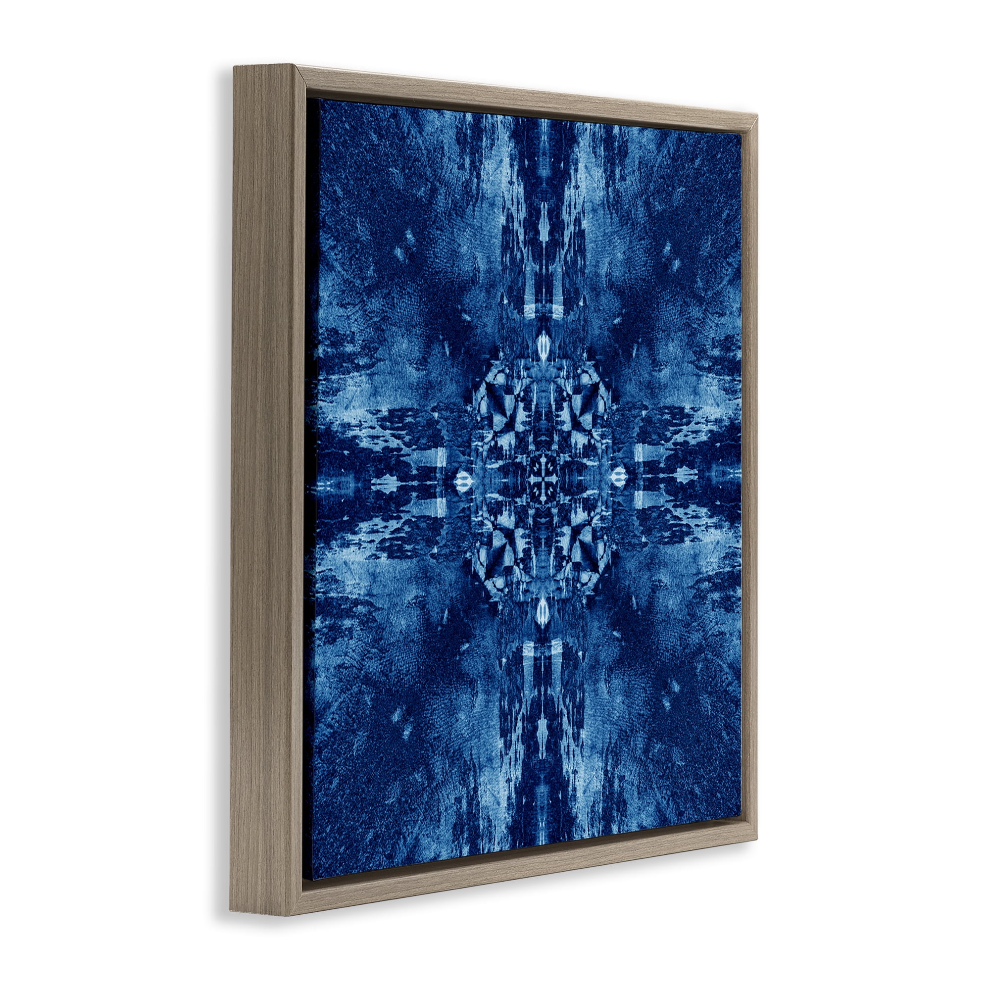 Stupell Industries Mosaic Tie Dye Motif Abstract Painting Brown Floater Framed Canvas Art Print Wall Art, 25 x 25
