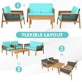 thumbnail image 4 of Patiojoy 8-Piece Patio Acacia Wood Furniture Set Outdoor PE Rattan Conversation Set with Removable Cushions Turquoise, 4 of 8