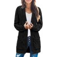 thumbnail image 1 of Moda mujer Tops manga larga punto invierno cárdigan suéter Color sólido abrigo Pompotops qwe18895, 1 of 5