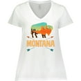 thumbnail image 3 of Inktastic Montana Gift Buffalo Silhouette Women's Plus Size V-Neck T-Shirt, 3 of 5