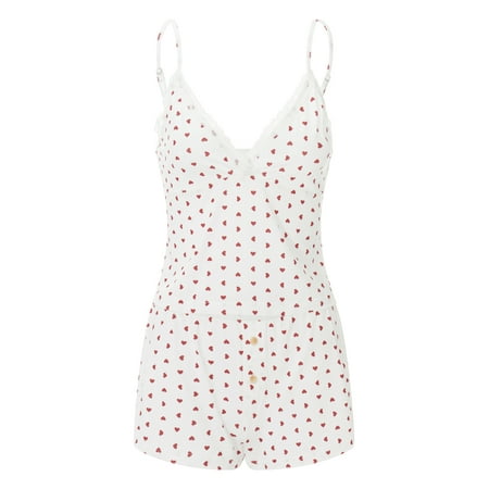 

Women s Pajamas Set Heart Dot Pattern Sleeveless Camisole + Shorts