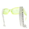 thumbnail image 2 of Heavy Dripping Rhinestone Tassel Bling Luxury Rectangle Sunglasses Green, 2 of 4