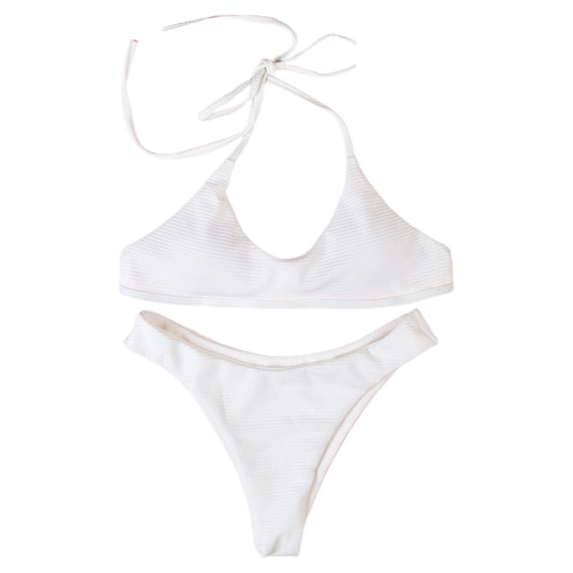 Traje de baño sexy para mujer, cómodo, de tela, de color sólido, con cuello en V, traje de baño