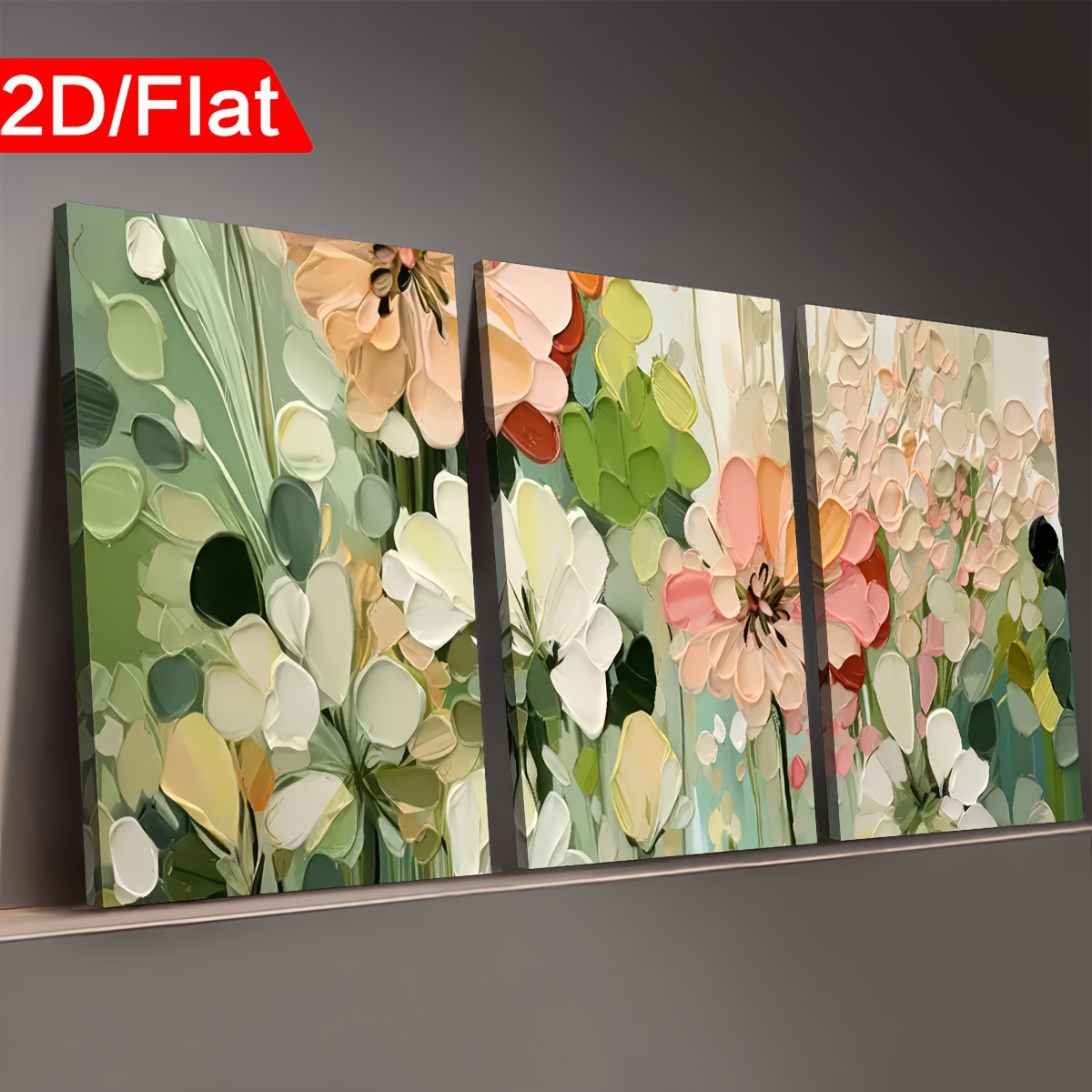Topbout Art Morandi Texture Floral 3-Piece Canvas Wall Art - Luxury Soft-Style Living Room Decor