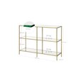 thumbnail image 2 of VASAGLE 39.4''Console Sofa Table with 3 Shelves, Entryway Table with Tempered Glass Shelf, Gold Color，Metal Frame, 2 of 5
