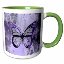 3drose, Purple Butterfly Illustration, 15oz Two-tone Green Mug