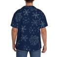 thumbnail image 3 of Gukieu Snowflake Dark Blue Print Men's Short-sleeved Shirts, Button-down Pocket Shirts, T-shirts, Beach Vacation Travel Summer Clothing-Small, 3 of 5
