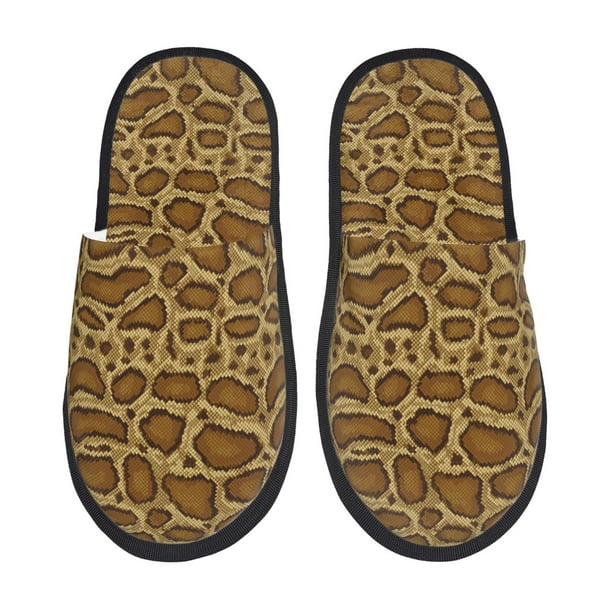 Balery Snake Skin Pantuflas de Casa de Felpa Silenciosas con Diseño Estampado, Zapatillas Cómodas Antideslizantes de Algodón para Interior-Large