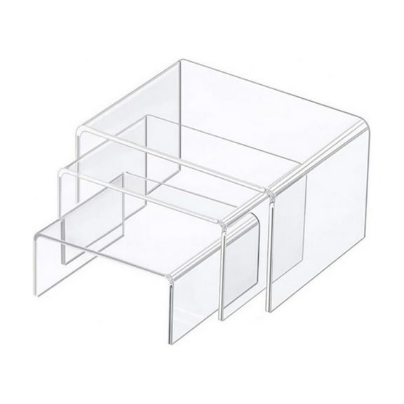 Display Risers Clear Acrylic Riser Shelf Showcase Fixtures Jewelry Collectibles Display Stands for Amiibo Pop Figures,Cake Stands for Candy Dessert Table Decorations-3"x4"x5"(3pcs)