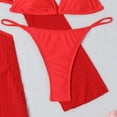 thumbnail image 6 of Umfun Chic Three-Piece Mesh Sheer Cover-Up Bikini Set with Gold Ring Cutout - Long Sleeve Beachwear for Vacation & Poolside Fashion, 6 of 9