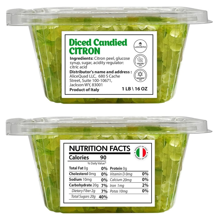 Diced Candied Citron, Glazed Citron Peel for Baking, Candied Fruit