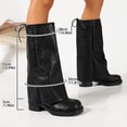 thumbnail image 4 of Viluyesy Womens Knee High Boots Round Toe Block Heel Crinkled Faux Leather Back Drawstring Layered Wide Shaft Trendy Street Boots Black Size 6.5, 4 of 6
