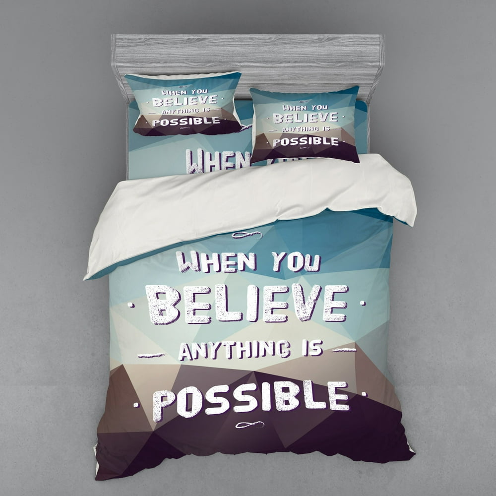Saying Duvet Cover Set, Low Polygon Art Design When You Believe