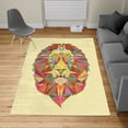 thumbnail image 2 of Zoo Turkish Area Rug, Colorful Animals Geometric Diamond Face Lions Mane Safari Wildlife Theme Image, Soft Carpet for Living Room Decor with Distressed Look, 6.6' X 9.6', Pastel Yellow, by Ambesonne, 2 of 4