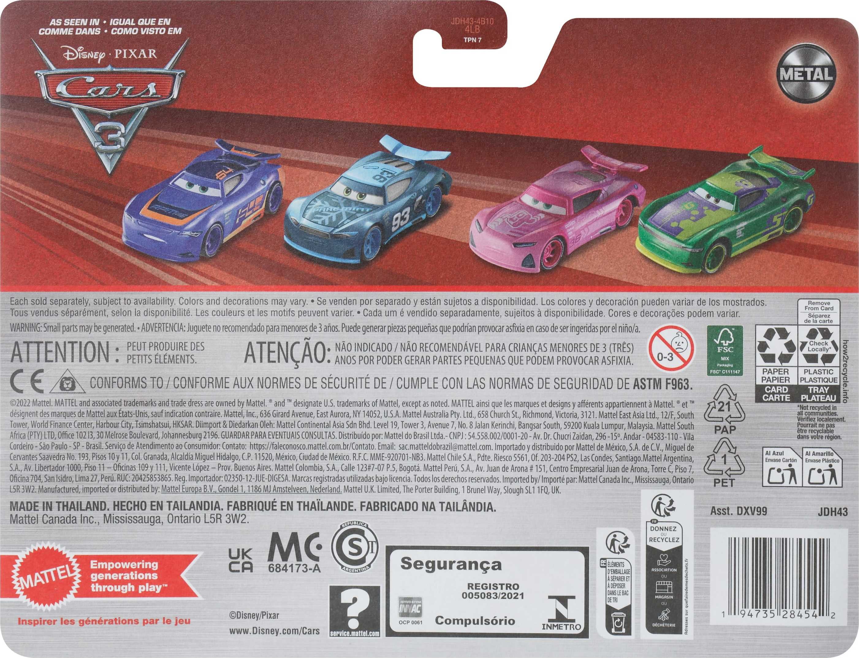 Disney/Pixar Les Bagnoles Échelle 1:55 Coffret de 2 Véhicules, Nick Shift & Barry DePedal
