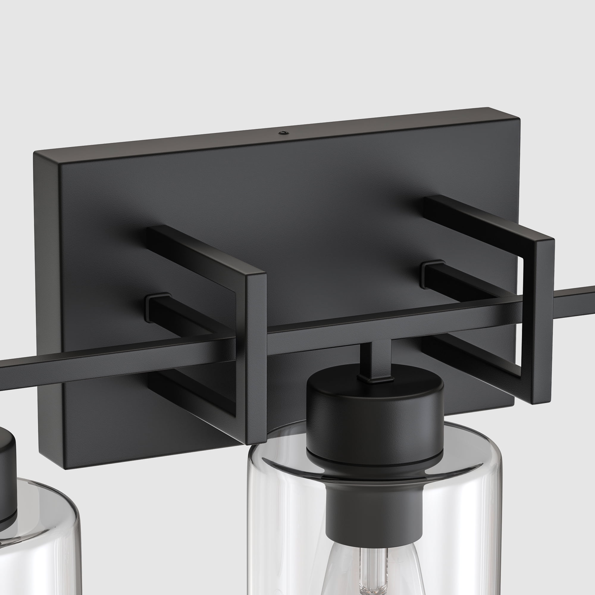 YANSUN 17.71 in 3-Light Black Farmhouse Bathroom Vanity Light with Glass Shades, Vanity Lights for Living Room Bedroom Hallway, E26 Bulb Base