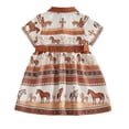thumbnail image 3 of Little Girls' Dresses Western Cowboy Horse Print Short Sleeve Lapel Party Birthday Princess Outfit Size 6-7T, 3 of 3