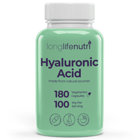 LongLifeNutri Hyaluronic Acid 100 mg - 180 Vegetarian Capsules, Skin Health Supplement