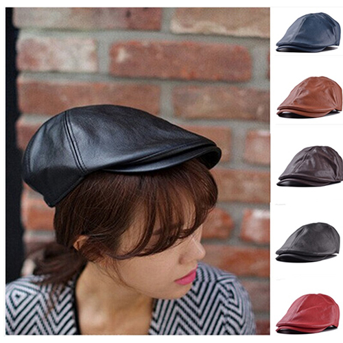 Aofa Men's Women's Faux Leather Peaked 