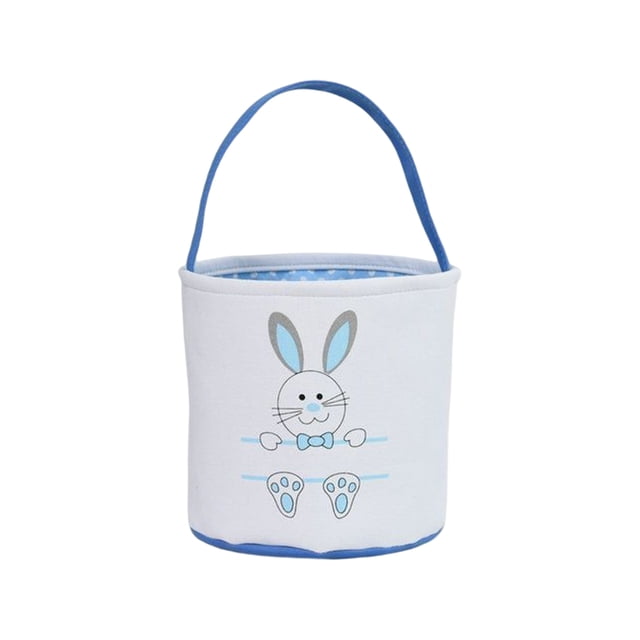 Billuyoard Bolsa de conejito de gran capacidad, resistente al desgaste, cesta de Pascua, cubos de vacaciones, decoraciones, bolsas con asa de cubo Almacenamiento y organización del hogar Huella Azul