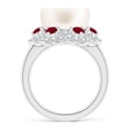 thumbnail image 2 of Angara Freshwater Cultured Pearl Floral Ring with Rubies in 14K White Gold for Women | June Birthstone Jewelry for Her, 2 of 8