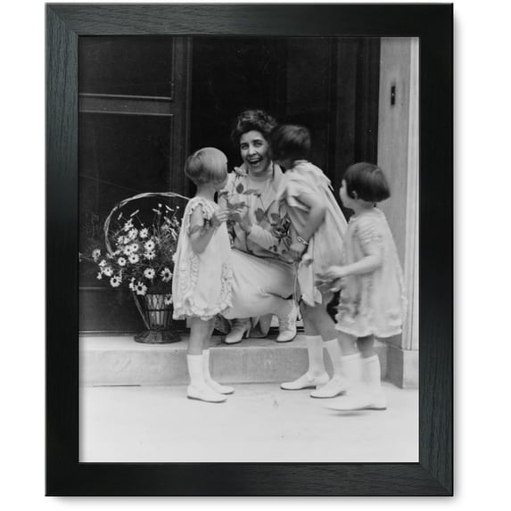 Framed Print: Mrs. Coolidge Gets A Basket Of Flowers And A Kiss, 1927