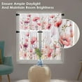 thumbnail image 3 of Watercolor Floral Kitchen Curtains Pink Window Curtains Valance and Tier Set 36 Inch, Spring Flowers Rod Pocket Short Tier Curtain, Modern Ink Artistic Small Cafe Curtains for Kitchen Decor, 3 of 5