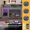 thumbnail image 3 of DWVO TV Stand with LED Lights for TVs up to 70", Entertainment Center Media Console Cabinet with Glass Door, Gray, 3 of 7