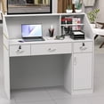 thumbnail image 2 of HARIPUL 50-inch Reception Desk with Counter, Front Desk Office Desk with Storage Shelves, White, 2 of 7