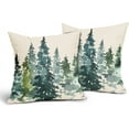 thumbnail image 2 of Watercolor Blue Green Tree Pillow Covers 18X18 Inch Set of 2 Nature Themed Christmas Decorative Pillow Cases Rustic Forest Pillowcase Home Decor for Living Room Couch Patio Sofa Porch Outdoor, 2 of 6