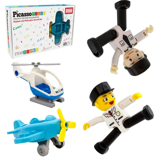 Juego de figuras magnéticas Toy PicassoTiles, aviones y acción, 4 piezas