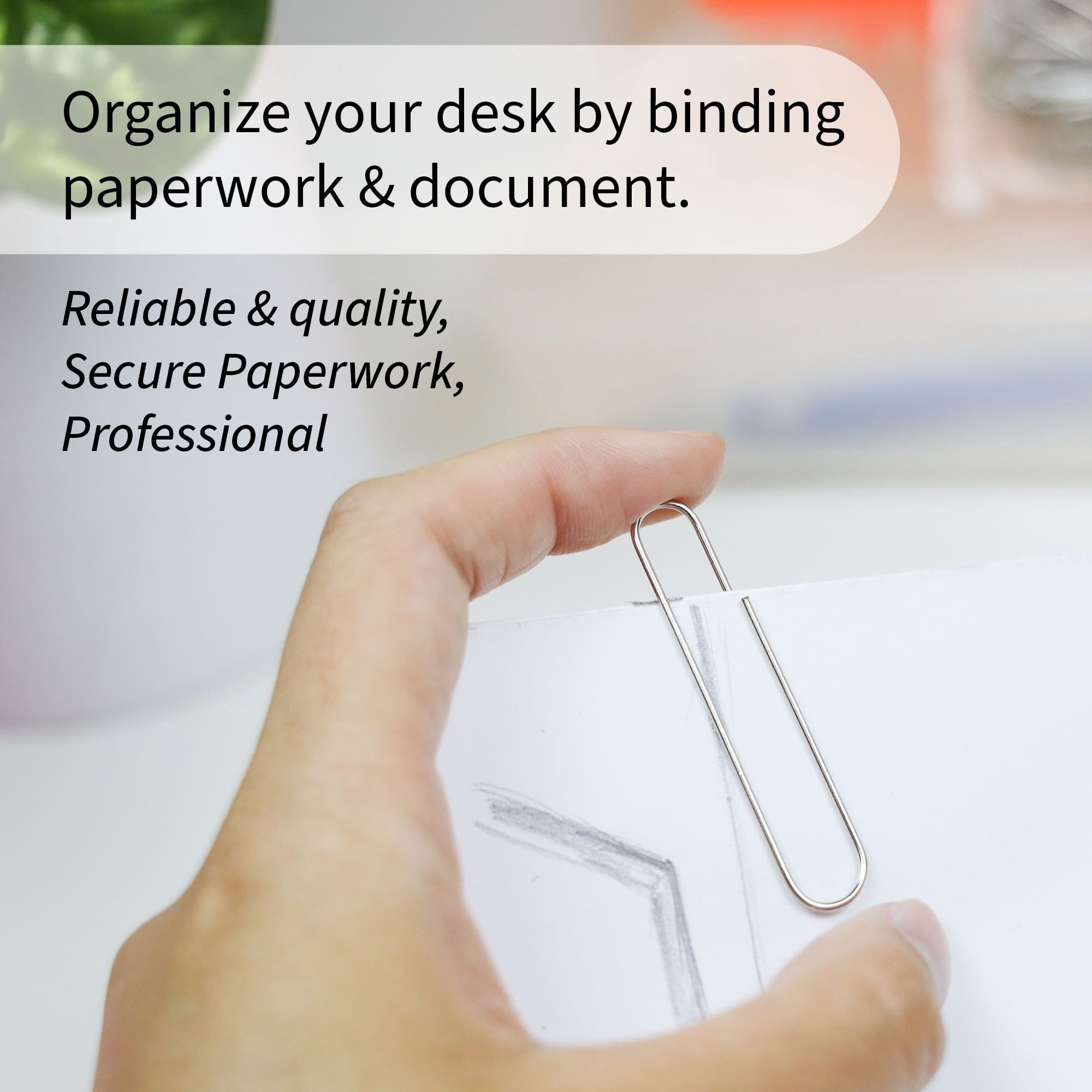 BAZIC Paper Clips Jumbo 50mm, Silver Color Paper Clip (100/Pack), 24-Packs