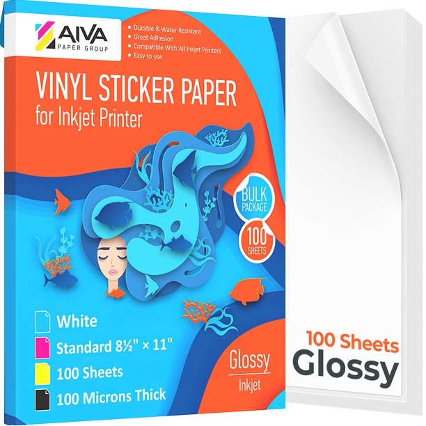Papel adhesivo de vinilo imprimible Limia's Care, impermeable, 100 hojas