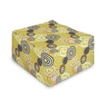 thumbnail image 1 of Geometric Rectangle Pouf, Retro Unusual Psychedelic Style Ring Shaped Dots and Spots in Various Colors Image, Foot Stool for Living Room Office Ottoman with Cover, 25", Mustard, by Ambesonne, 1 of 4