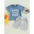 thumbnail image 2 of Bagilaanoe 2pcs Newborn Baby Boy Short Pants Set Short Sleeve Letter Print T Shirt Tops + Shorts 3M 6M 12M 18M 24M Infant Casual Summer Outfits, 2 of 7