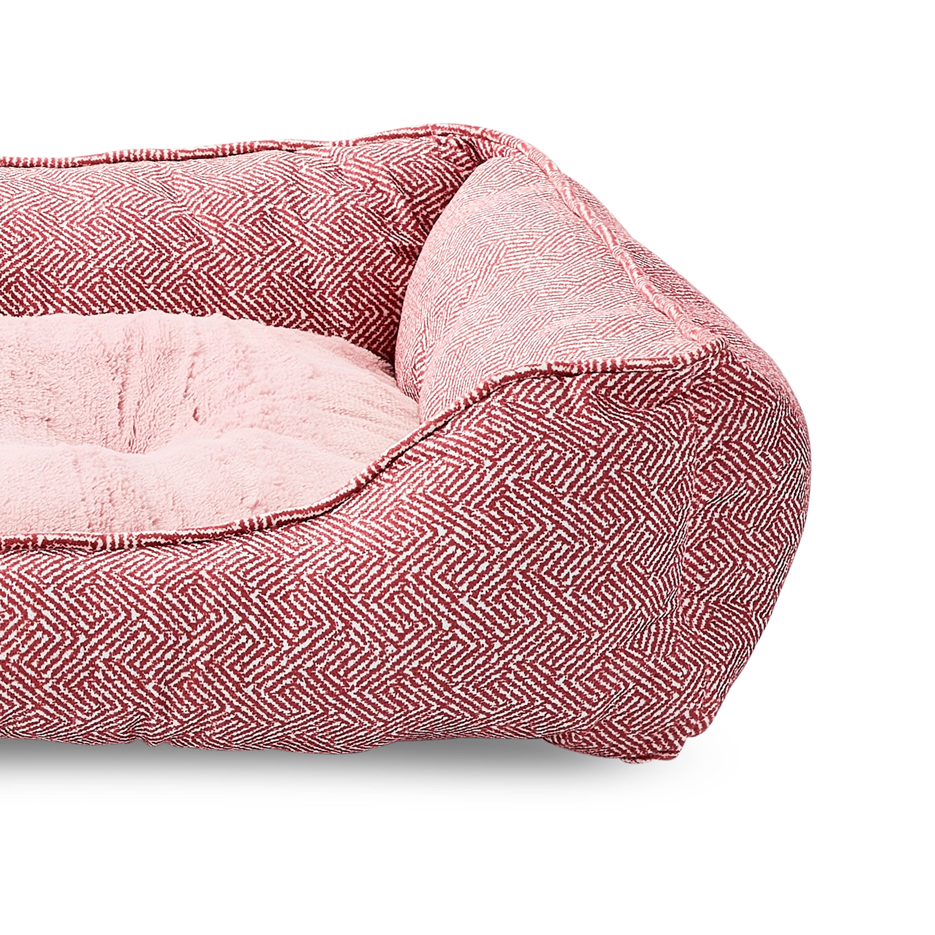 Vibrant Life Large Flannel Waffle Texture Bolster Cat or Dog Bed, Pink, 27" x 36"