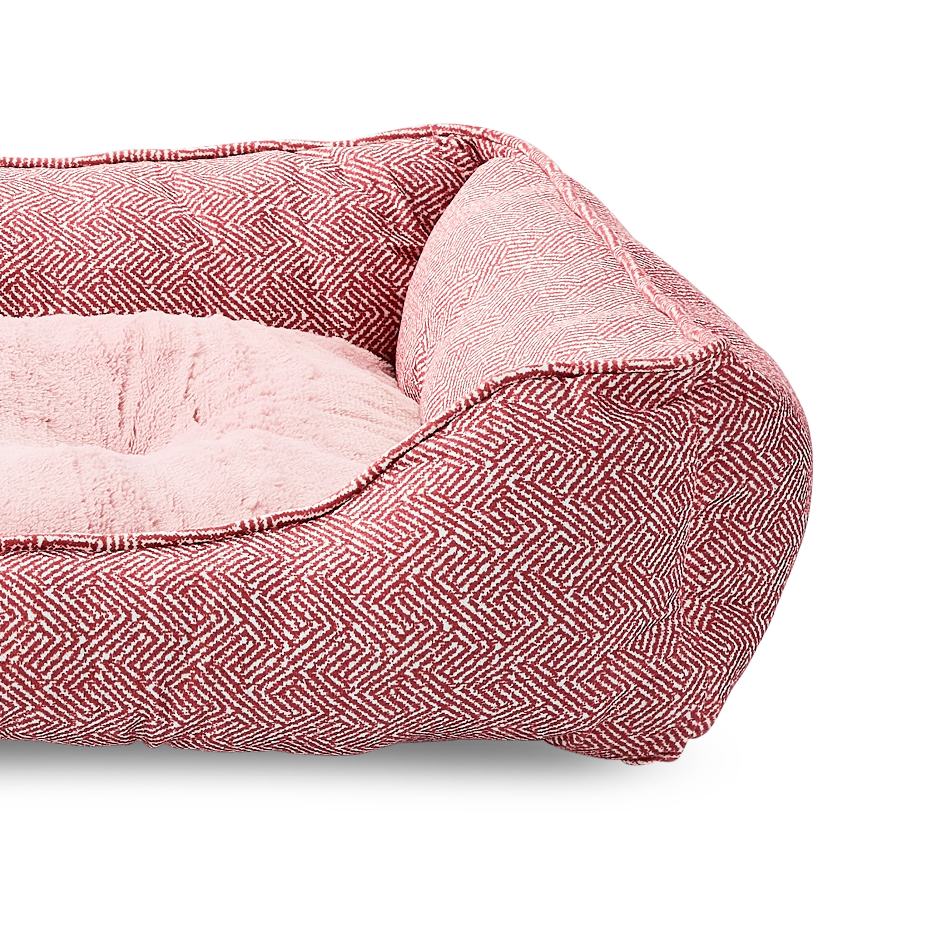 Vibrant Life Large Flannel Waffle Texture Bolster Pet Bed, Pink, 27" x 36" photo 4