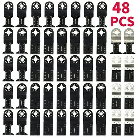 48pcs/Set Oscillating Multi Tool Saw Blades Quick Release Oscillating Blades, Universal Fast Carbide Teeth for Cutting Wood Metal Plastic