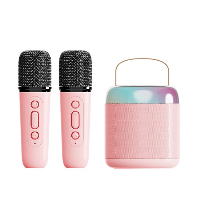 Methold Karaokes multifunción ABS, ligeros y portátiles, para fiestas y eventos, precisos y profesionales Electrónica 2micrófono rosa