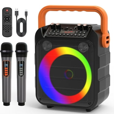 Kivdit Karaoke Machine for Kids & Adults,Portable Home Karaoke System with 2 Wireless Microphones,Bluetooth Speaker with RGB Colorful Light for Party