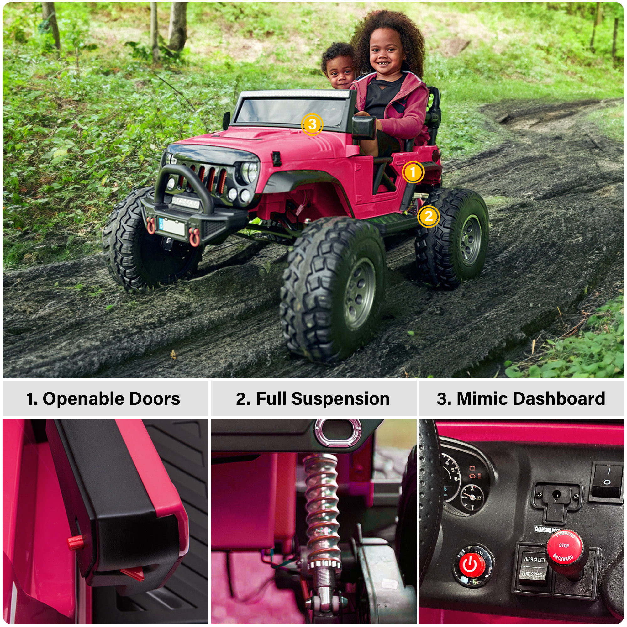 Camion Benne Électrique 12V avec Benne Basculante Télécommande Musique Histoire Lumières LED & Suspension à Ressort pour 3-8 Ans Noir