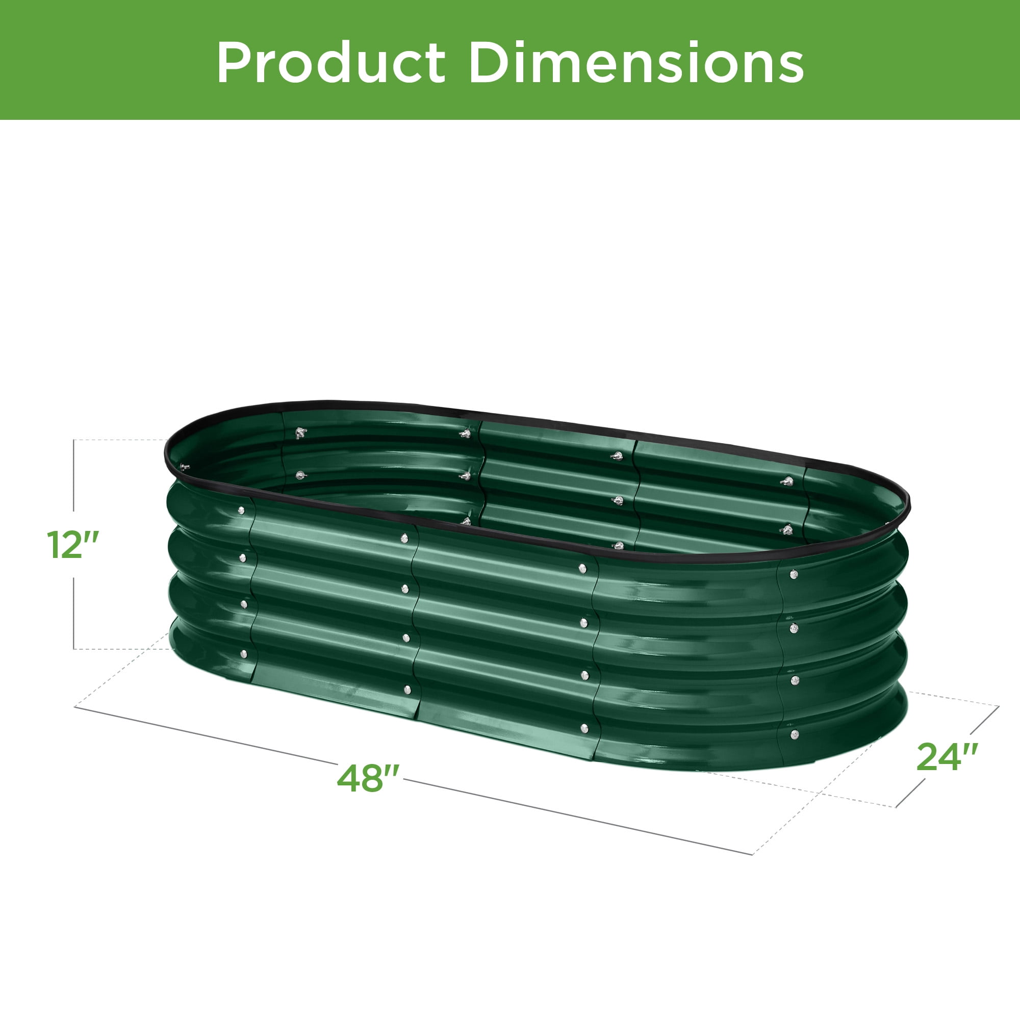 Best Choice Products 4x2x1ft Outdoor Raised Metal Oval Garden Bed, Planter Box for Vegetables, Flowers - Dark Green