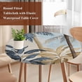 thumbnail image 5 of Watercolor Palm Trees Round Fitted Table Cover Vintage Tree Scenery Waterproof Table Cloth with Elastic Edge Wipeable Tablecloth for Picnic Camping Party Fits 55"-60" Diameter, 5 of 8