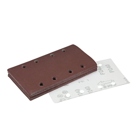 

240-Grits 8-Holes Hook and Loop Sanding Sheet 7.3 x 3.6-inch Wet Dry Aluminum Oxide Sandpaper for Sander 15pcs